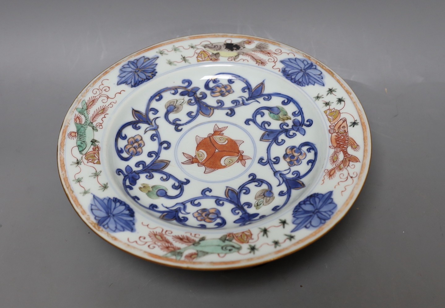 An 18th century Chinese export green Imari palette 